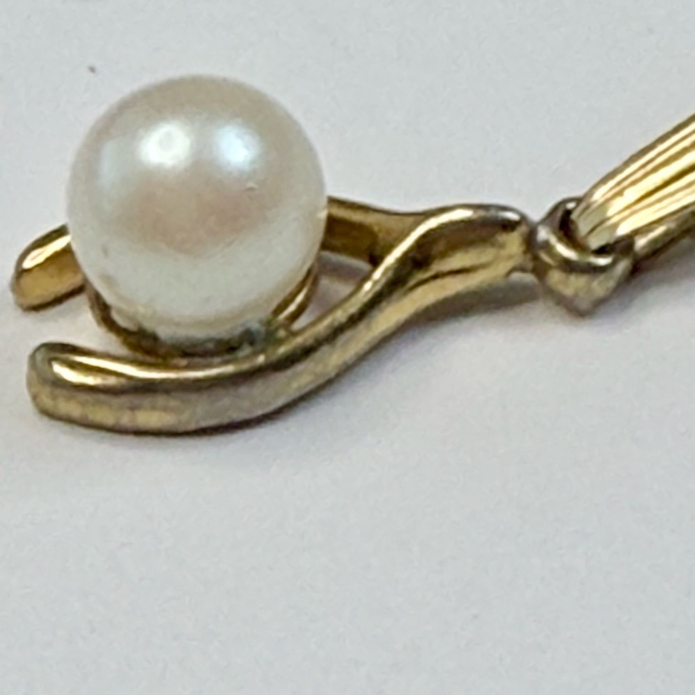 Vintage 70’s Gold Filled Wishbone/Faux Pearl Pendant Box Chain Necklace 15.5” - Picture 15 of 15